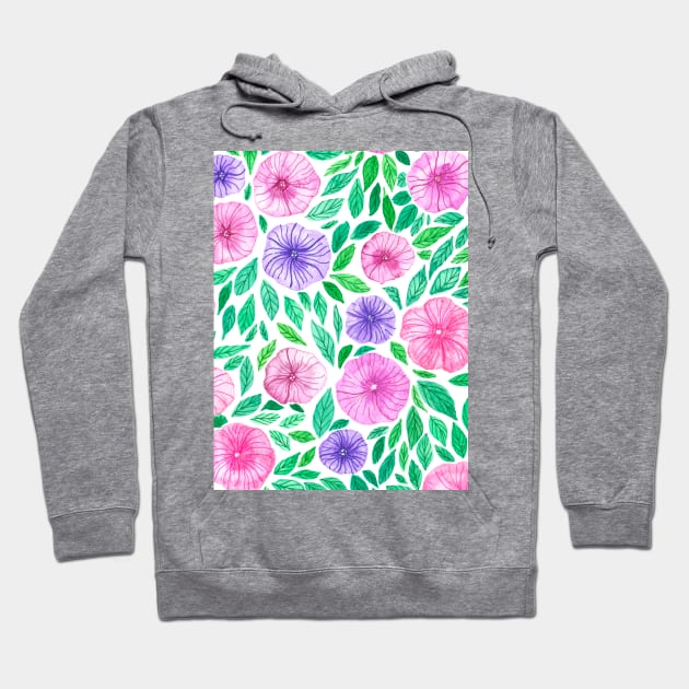 Watercolor petunia garden Hoodie by katerinamk